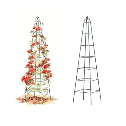 Vego Garden 9 ft Pyramid Obelisk Garden Trellis, Metal Rustproof Plant Support - size: 9 Ft