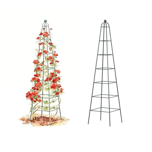 Vego Garden 9 ft Pyramid Obelisk Garden Trellis, Metal Rustproof Plant Support - size: 9 Ft
