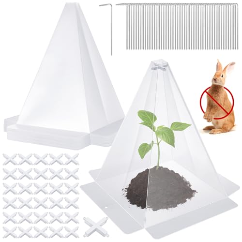 Reusable Plastic Garden Cloches, 7.8" x 11" Mini Greenhouse, 1.2mm Thick Clear Bell Covers with Metal Stakes Against Sun, Frost, Snails, Plant Protector (30pcs-Clear) - size: 30pcs-clear