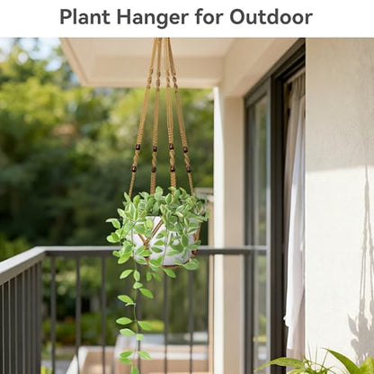 USLAI Macrame Plant Hanger, for Up to 15 Inch Pots, 35 Inch, Brown, 3 Pack - color: 35+35+35 Inch - Brown