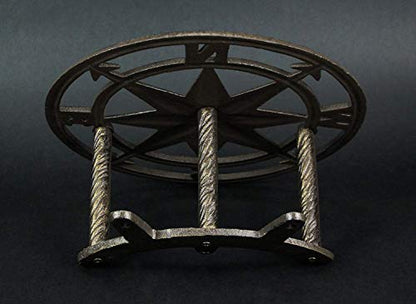Zeckos Garden Hose Holder Compass Rose 12 Inch Cast Iron Bronze - color: Compass Rose - Bronze