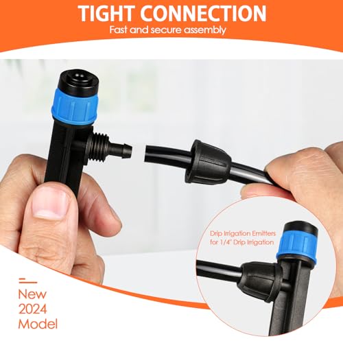 Gardrip 55 Pieces Drip Emitters Fan Shape with Stake for 1/4" Irrigation Tubing: Adjustable 360 Degree Water Flow Irrigation Universal Vortex Sprayer On 5" Stake Drip Pipe Sprinklers Fittings - color: Blue 360 Degree Vortex Emitter-55 Pcs