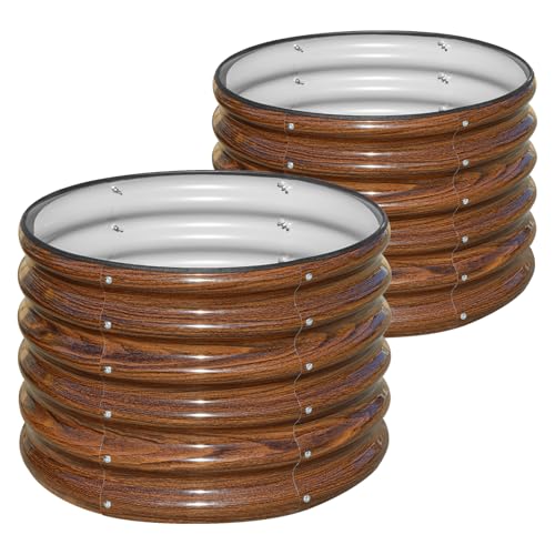 SnugNiture 2×2×1.5 FT 2 PCS Round Raised Garden Bed Outdoor,Brown - color: Brown, size: 2×2×1.5ft(2 Pack)