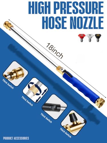 Jet Nozzle High Pressure Hose Nozzle, 18” Hydro Jet Water Hose Nozzle - color: Blue, size: 18inch