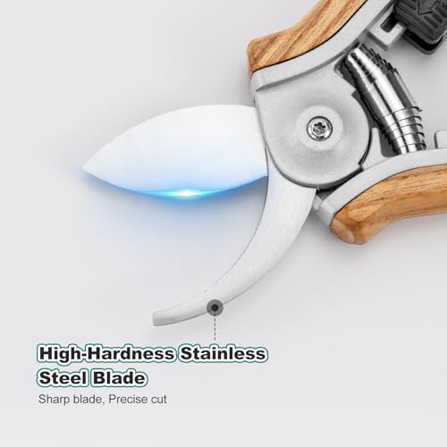Berry&Bird Mini Pruning Shears for Gardening Curved Blades Hand Pruners with Wooden Handle Garden Scissors Snips Stainless Steel Trimming Small Clippers Bonsai Compact Size Sheaering Tool - style: 6.1'' Mini Curved Blade Scissors