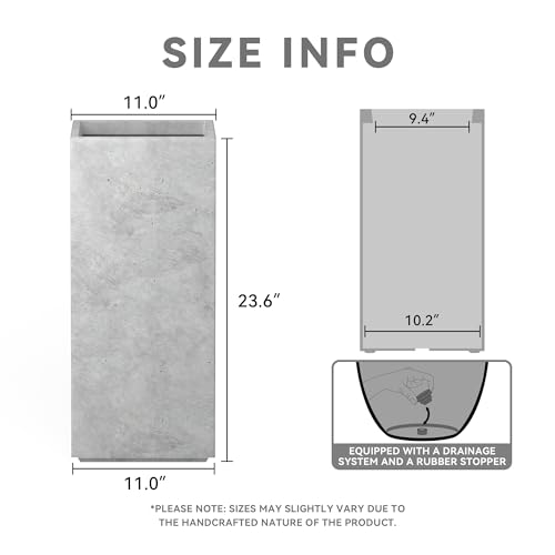 Kante Accent Column Square Pale Gray Concrete Planter 23.6" H, Outdoor - color: Natural Concrete, size: 23.6" H