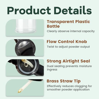 Diatomaceous Earth Powder Duster, 100ML Manual Bulb Duster with Adjustable Flow Control, Handheld Powder Applicator for Pollination, Garden, Greenhouse, Orchard and Indoor Use