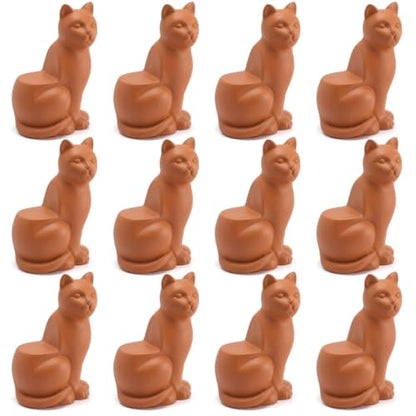 LemonRoad 12 Set Cat Pot Feet for Outdoor Planters, Terra Cotta Cement - size: Cat