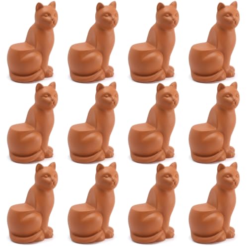 LemonRoad 12 Set Cat Pot Feet for Outdoor Planters, Terra Cotta Cement - size: Cat