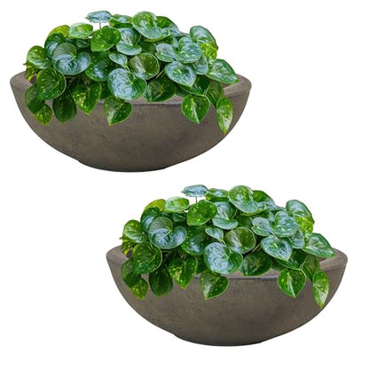 Sunnydaze Percival 20.75" Shallow Outdoor Planter Bowl, Sable, 2pk - color: Sable