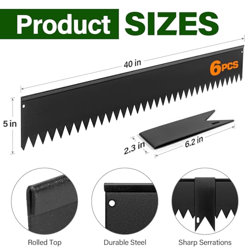 LAVEVE Galvanized Steel Landscape Edging 6-Pack, 40" L x 5" H (20Ft Total) - color: Black, size: 40"l X 5"h X 6 Pack