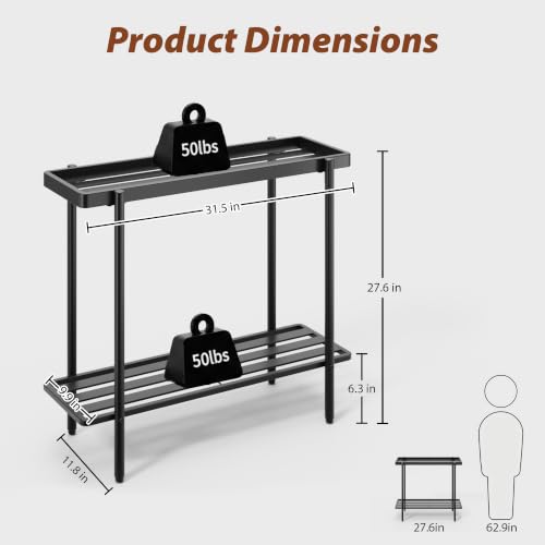 2 Tier Metal Plant Stand, Window Plant Shelves Indoor Outdoor - color: Metal