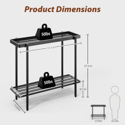 2 Tier Metal Plant Stand, Window Plant Shelves Indoor Outdoor - color: Metal
