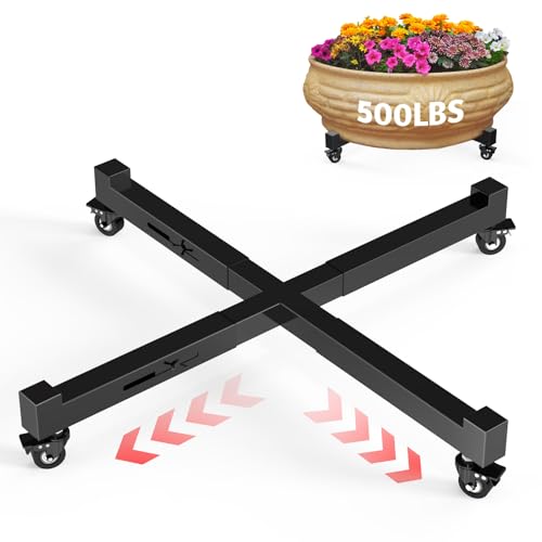 Plant Caddy With Wheels, 21" to 30" Heavy Duty Rolling Plant Dolly, Metal Plant Stand With 4 Lockable Caster Wheels, For Indoor Outdoor Large Pots Planter, Holds Up to 500 Lbs, Black Moving Dolly - color: Black, size: 21in - 30in