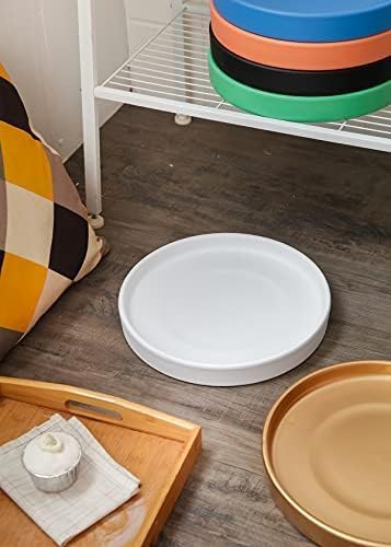 9 inch Matte White Ceramic Plant Saucer Set of 2 with Plant Saucer mat - color: White, size: 9 Inch (2 Pack)