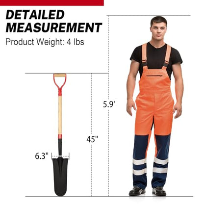 Nohovu Spade Shovel for Digging, Heavy Duty Shovel with D-Handle, Trench Shovel for Gardening, 45 Inches