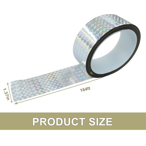 Jiozermi 1.37in Self-Adhesive Holographic ReflectiveTape,Silver,55Yard - size: 1.37 Inch x 55 Yard