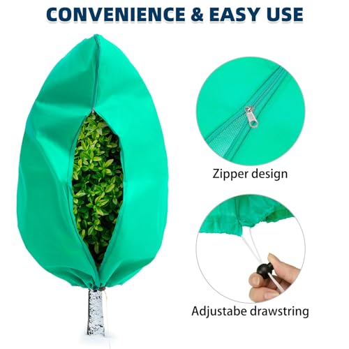 Homimp Plant Covers Freeze Protection, 4 Pack Frost Covers with Zipper Drawstring (23.6" x 31.5") Plant Protection Cover Bags for Outdoor Winter Frost Cold Weather Shrubs Trees Jacket Covers(Green) - size: 23.6"W x 31.5"H