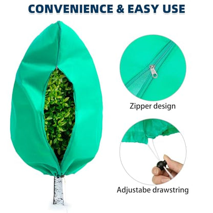 Homimp Plant Covers Freeze Protection, 4 Pack Frost Covers with Zipper Drawstring (23.6" x 31.5") Plant Protection Cover Bags for Outdoor Winter Frost Cold Weather Shrubs Trees Jacket Covers(Green) - size: 23.6"W x 31.5"H