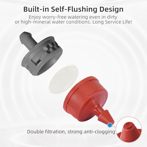60PCS 0.75 GPH Pressure Compensating Drip Irrigation Spot Watering Drippers/Emitters, Self-Cleaning Constant Flow Drip Irrigation Emitters Heads Irrigation Drippers Parts for Drip Irrigation System - color: 60PCS, size: 0.75 GPH