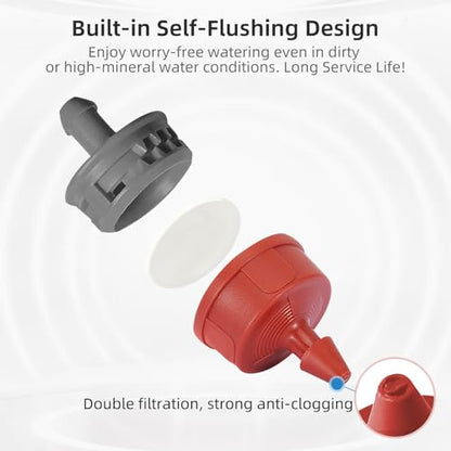 60PCS 0.75 GPH Pressure Compensating Drip Irrigation Spot Watering Drippers/Emitters, Self-Cleaning Constant Flow Drip Irrigation Emitters Heads Irrigation Drippers Parts for Drip Irrigation System - color: 60PCS, size: 0.75 GPH