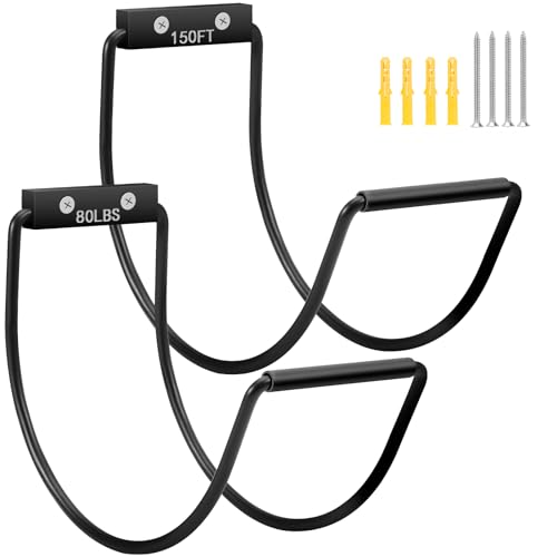 Garden Hose Holder Wall Mounted,304Stainless Steel Solid Hook Holds Up to 150Ft - Black - color: Black-2