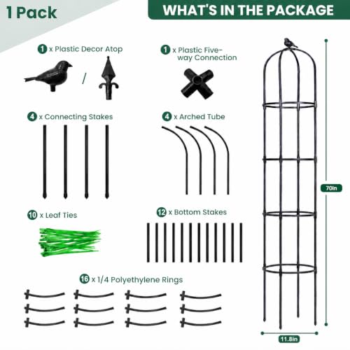OTOSUNNY 6.3 ft Garden Obelisk Trellis for Climbing Plants Outdoor, 1PCS - size: 1 pack 75.6 in