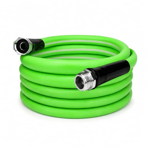 UNCO- Hybrid Polymer Garden Hose, 5/8" x 12 FT, Green, 3/4" GHT Aluminum Fittings, Drinking Water Safe, Lightweight Heavy Duty Garden Hose - size: 12 Ft