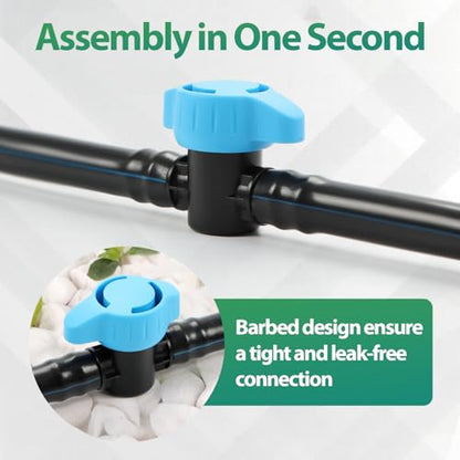 RedChili 10 Pack 1/2 Inch Irrigation Shut Off Valves, Drip Irrigation Barbed Shutoff Valve for 1/2 Inch Drip Irrigation Tubing 16mm Shut-Off/On Valve Regulate Water Flow, Male x Male - size: 1/2" Valve（16mm）