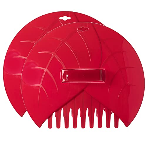 Gardenised Pair of Leaf Scoops Plastic Hand Rake for Collecting Leaves, Red - style: Red