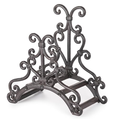 Sungmor Heavy Duty Cast Iron Garden Hose Holder - Wall Mounted Water Hose Hanger - European Vintage Pattern Decorative Hose Rack - Large Water Hose Bulter Storage - Indoor Outdoor Metal Hose Stand - color: Shape B-Vintage Rattan