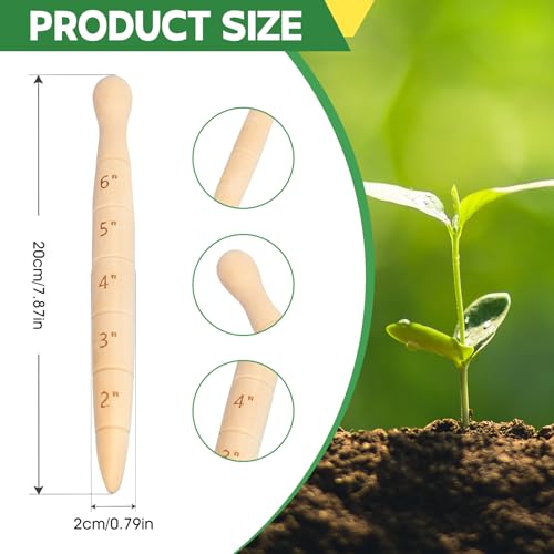 Wooden Seed Dibber with Measurement Handheld Save Time Ergonomic Round Handle Quick Efficient Seed Planter Tool Tapered Gauge - color: Style a
