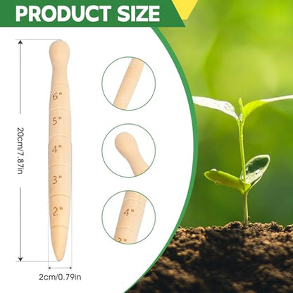 Wooden Seed Dibber with Measurement Handheld Save Time Ergonomic Round Handle Quick Efficient Seed Planter Tool Tapered Gauge - color: Style a