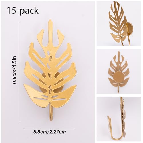 15 Pack Money Plant Hooks for Wall - Indoor Pothos Plant Support - color: Gold