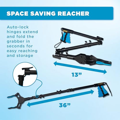 36-Inch Folding Grabber Reacher Tool, Blue, for Seniors - color: Blue