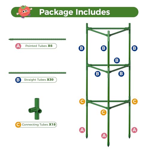 2 PCS Extra Wide Tomato Cages for Garden Up to 47.2'',Tall Metal Plant Supports for Raised Garden Bed, Foldable & Sturdy Steel Stake Cages for Tomato, Eggplant,Pepper, Pea﻿ - size: 2 Pack