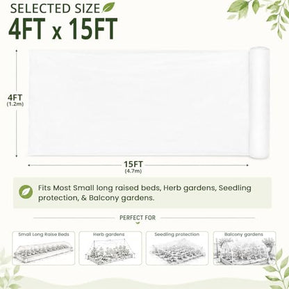 4Ft x 15FT Garden Netting, Fine Mesh Insect Netting for Plant Protection - size: 4Ft x 15Ft