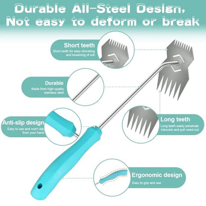 Garden Weed Pulling Tool,Weeder Tool,Garden Tools,Adopting Ergonomic Handle Design,Gardening Tools,Weed Puller Tool Suitable for Farm Planting(Blue Handle)