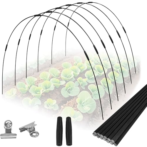 24 Rods Garden Hoops Kit for Raised Beds, 6 Sets 5FT Fiberglass Grow Tunnel - size: 24 Pcs