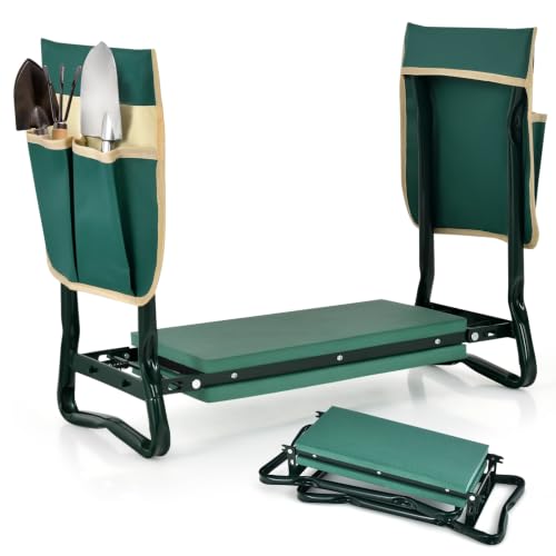 GIANTEX Garden Kneeler & Seat, Heavy-Duty Garden Bench, Green with 2 Bags - color: Teal Green, size: 23” x 11” x 19.5”