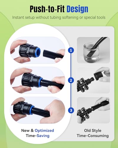 Pawfly 8 Pcs 3/4" to 1/2" Drip Irrigation Faucet Adapters, Quick Connect 3/4" FHT Faucet to 1/2" Tubing Connectors, Push-to-Fit Garden Hose Adapters, Anti-Leak Drip Irrigation Hose Connectors - size: 8 Pcs 3/4" to 1/2" Faucet Adapters