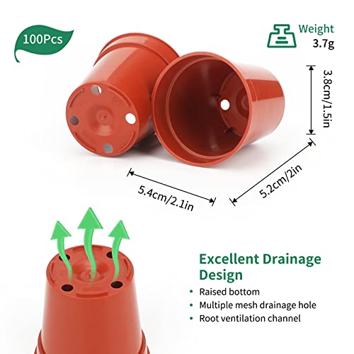 KINGLAKE GARDEN Small Terracotta Plastic Pots,50 Packs 2 Inch Plant Pots - color: Terracotta