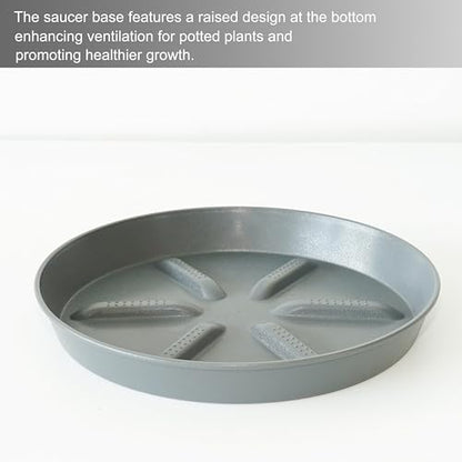 NIMYAU Plant Saucer 12 inch 2 Pack Deep Drainage Plant Saucers – Raised Middle Platform, Heavy Duty Thick Plastic Round Drip Tray - color: Gray, size: 12" (2-Pack)