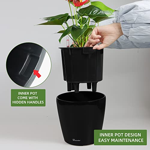 Dexceder 11x10 Self Watering Planter (Black High Gloss) - color: Black, size: 11x10