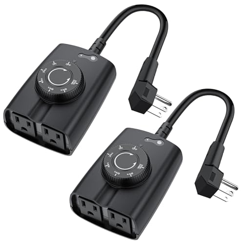 G-Homa Outdoor Dusk to Dawn Light Sensor Timer - 2Pack, Waterproof, 2 Grounded Outlets, 15A 1/2HP, CSA Listed - style: 2 Outlets Timer 2PACK