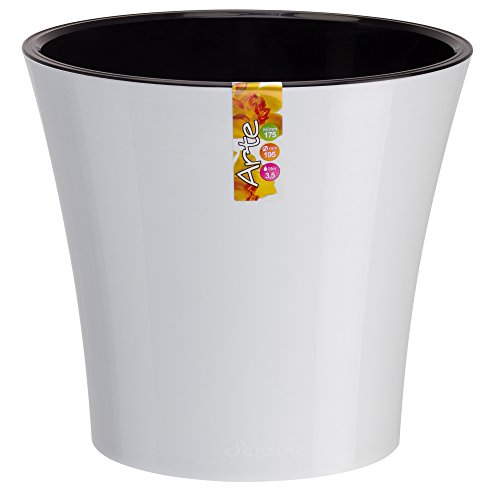 Santino Self Watering Planter Arte 7.7 Inch White/Black Indoor Flower Pot for All House Plants, Flowers, Herbs, Succulents - color: White/Black, size: 7.7-Inch