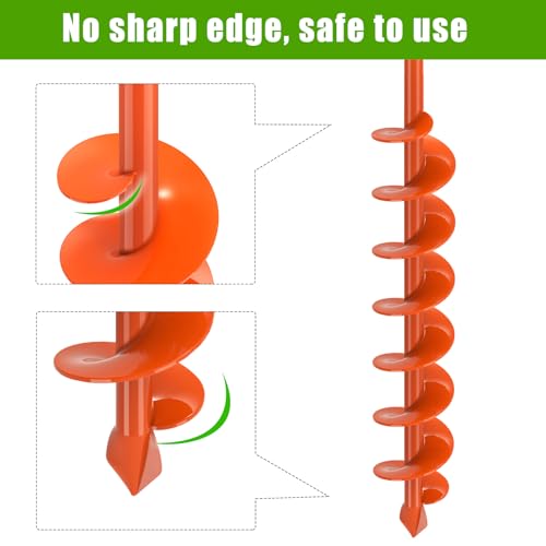 Insaga Auger Drill Bit for Planting 2x32 Inch, Heavy Duty Garden Earth Auger with Safety Edges & Orange Anti-Rust Coating, Compatible with Cordless Drills for Clay/Rocky Soil/Sandy Lawn (Hex Shank) - size: 2x32''