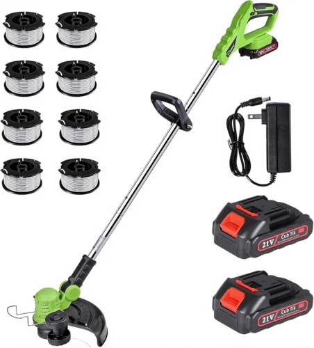 20V Electric Weed Wacker Cordless Edger Lawn Tool 2X2.0Ah Battery Powered Weed Eater 12" Lightweight String Trimmer Auto Line Feed Grass Trimmer