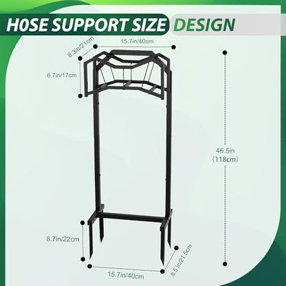 POARMEEY Black Hose Holder Stand with four Ground Stakes for Outdoor Garden