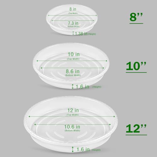 SupKing 9 Pack Plant Saucers (8inch /10inch /12inch) Heavy Sturdy Plant Trays for Indoor Clear Plastic Flower Pot Saucers Thicker Plant Water Drip Trays for pots -Clear - color: Clear, size: 8in/10in/12in